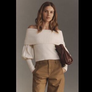 Anthropologie The Tessa Off-The-Shoulder Puff-Sleeve Sweater